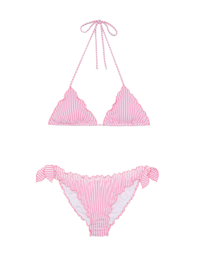 Classic seersucker triangle bikini Sagittarius Moon with striped print