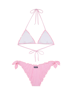Classic seersucker triangle bikini Sagittarius Moon with striped print