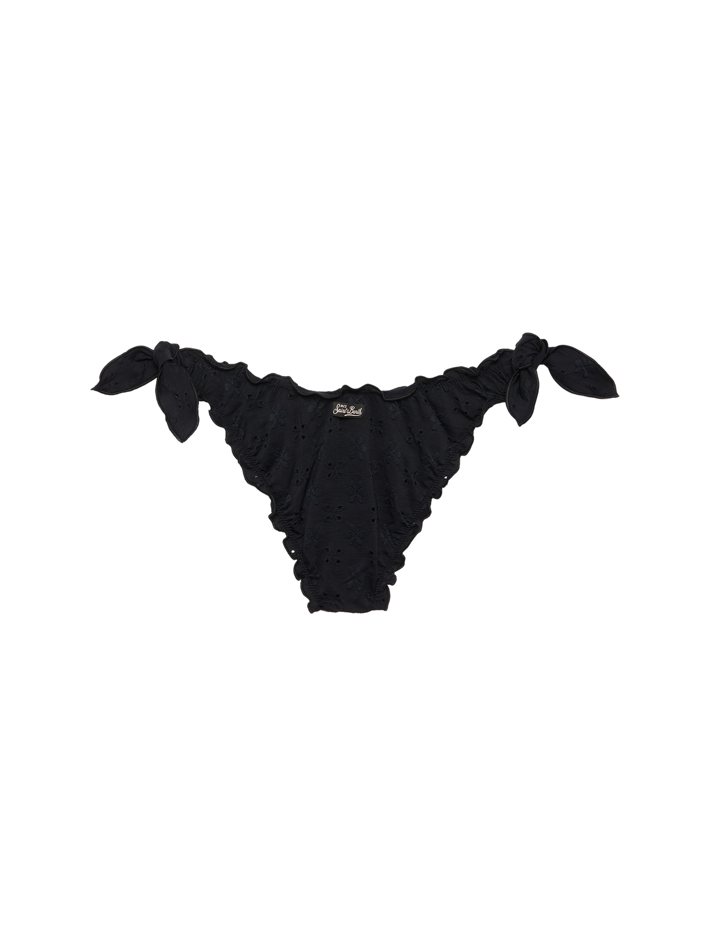 Moon slip mare classico in pizzo Sangallo color nero