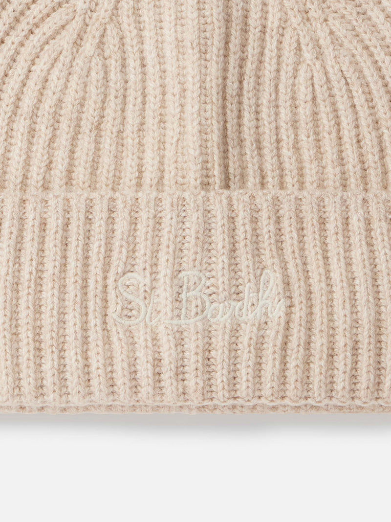 Woman beige cashmere blend hat Moss