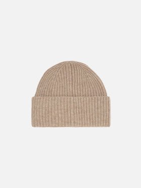 Moss Beanie in khaki ribbed knit with St. Barth embroidery