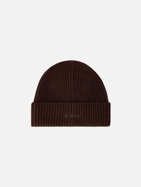 Bonnet en laine Brown Moss avec logo brodé 