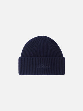 Moss Beanie in midnight blue 100% WOOL with St. Barth embroidery