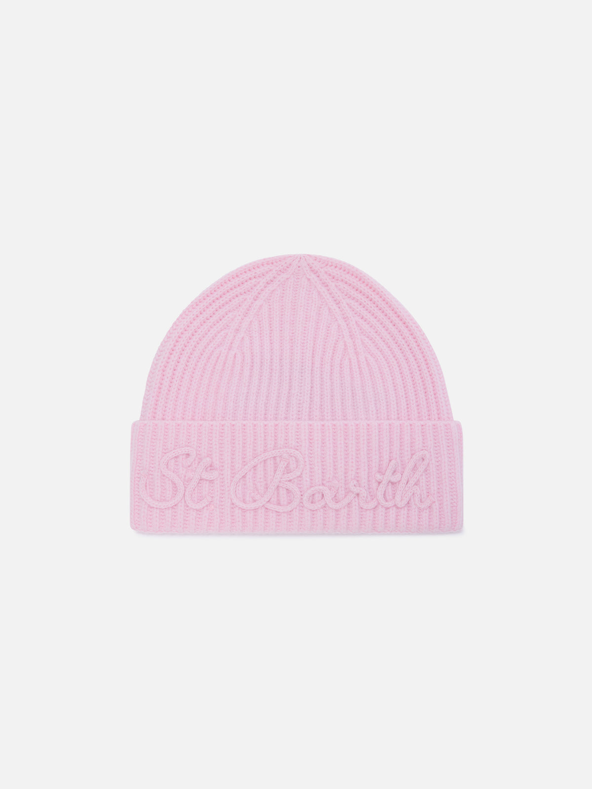 Gorro de mezcla de lana de alpaca Pink Moss con bordado del logo 
