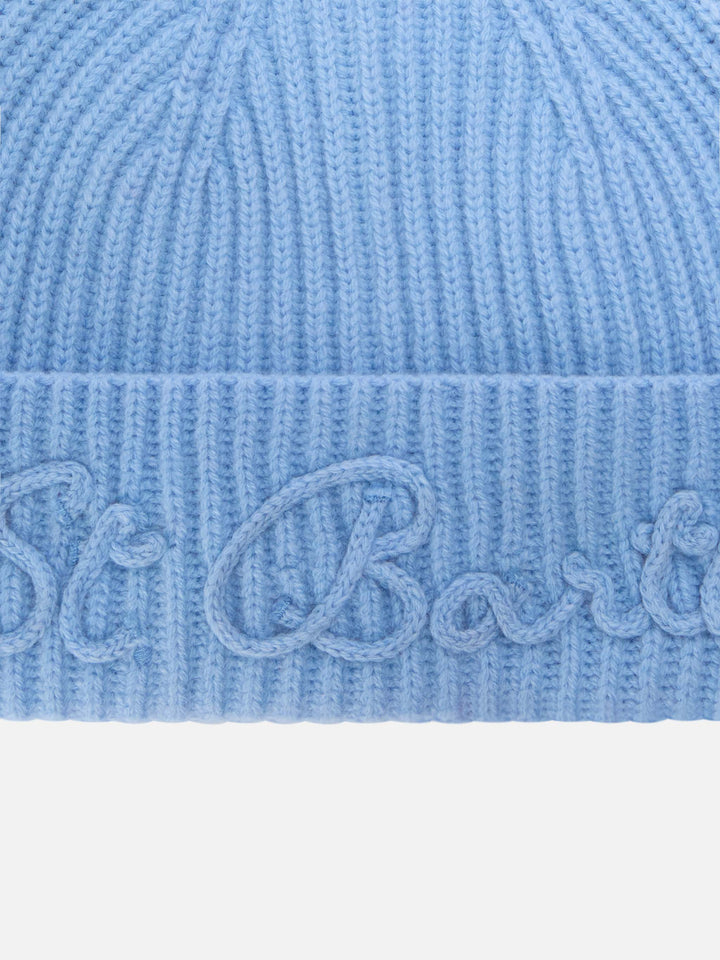 Hellgrüne blue Moss Beanie aus Alpaka-Wollmischung mit Logostickerei 