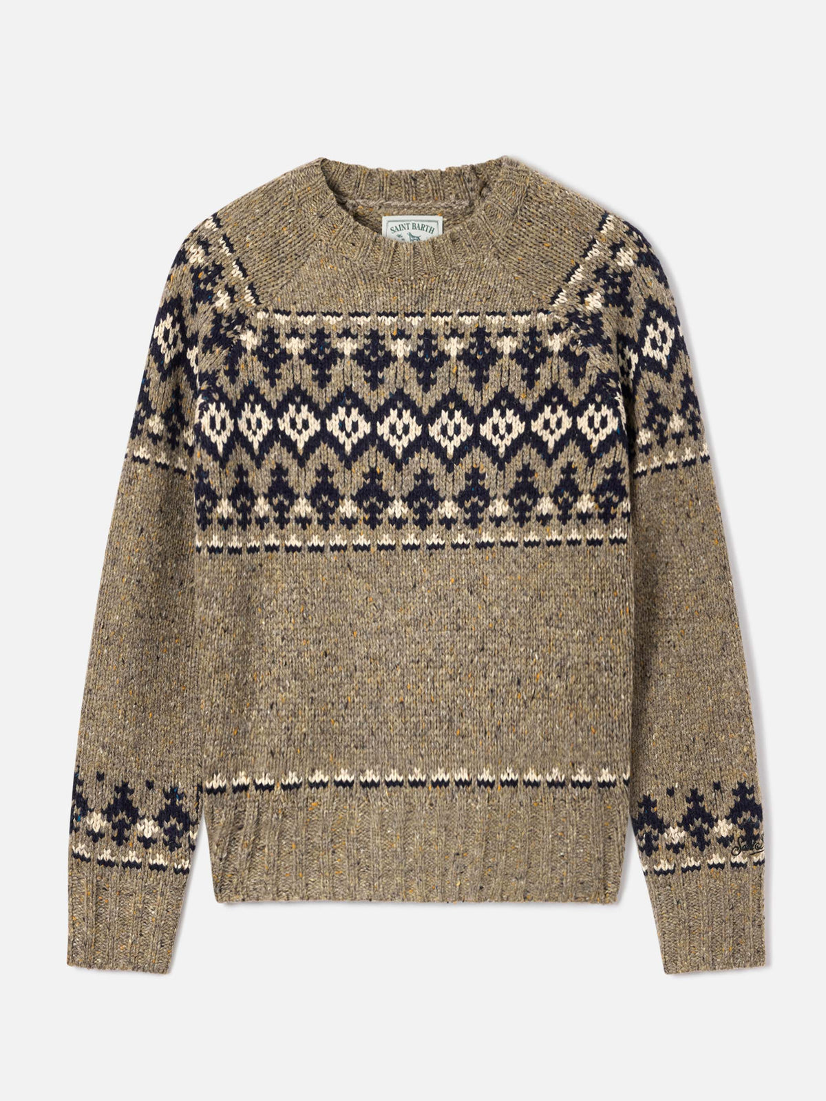 Merida Donegal wool blend crewneck knit with fair isle pattern