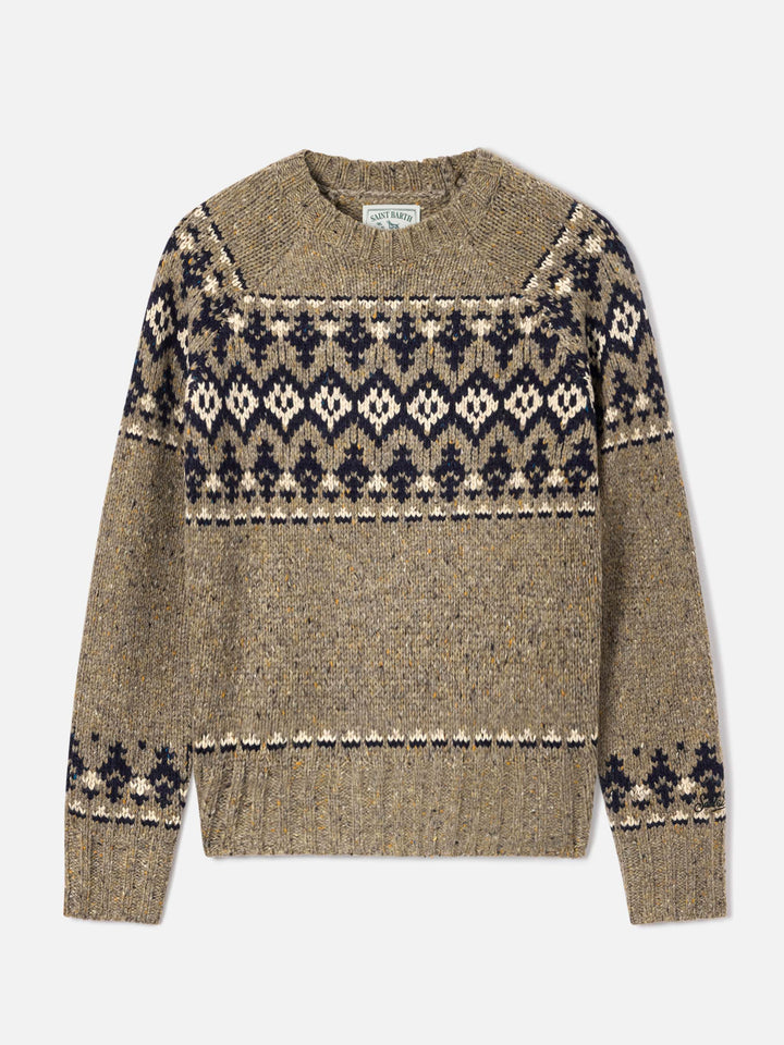 Maglia girocollo Merida in misto lana Donegal con motivo fair isle