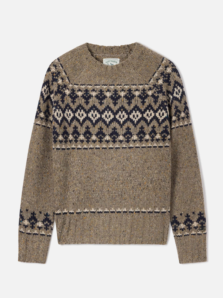 Pull ras-du-cou Merida en mélange de laine Donegal avec motif Fair Isle 