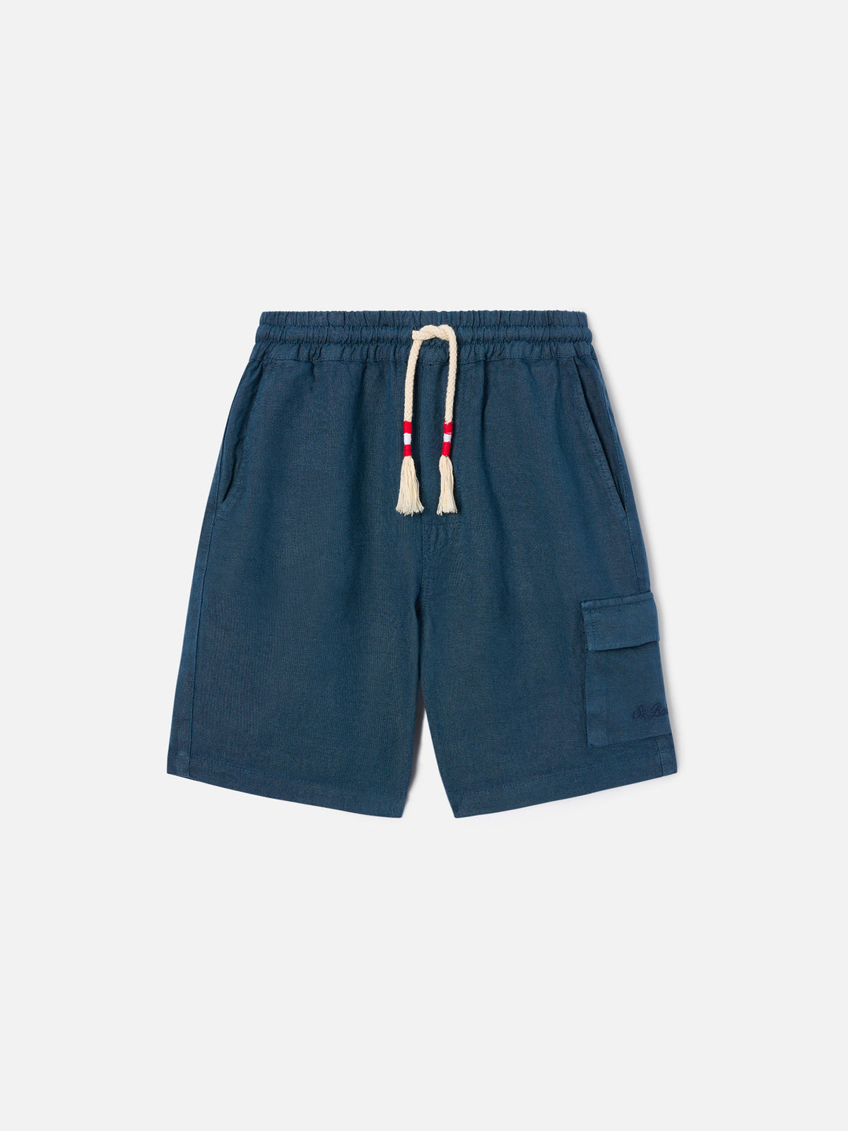 Navy blue bermuda shorts Marseille Jr in linen