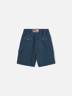 Bermuda Marseille Jr in lino blu
