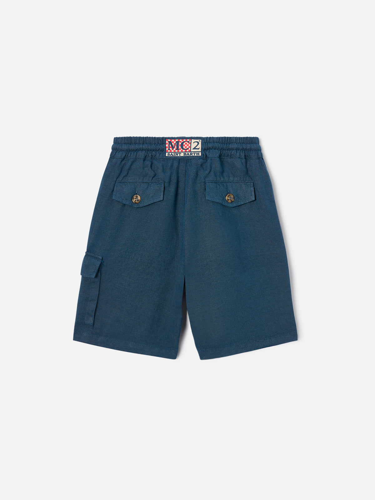 Navy blue bermuda shorts Marseille Jr in linen