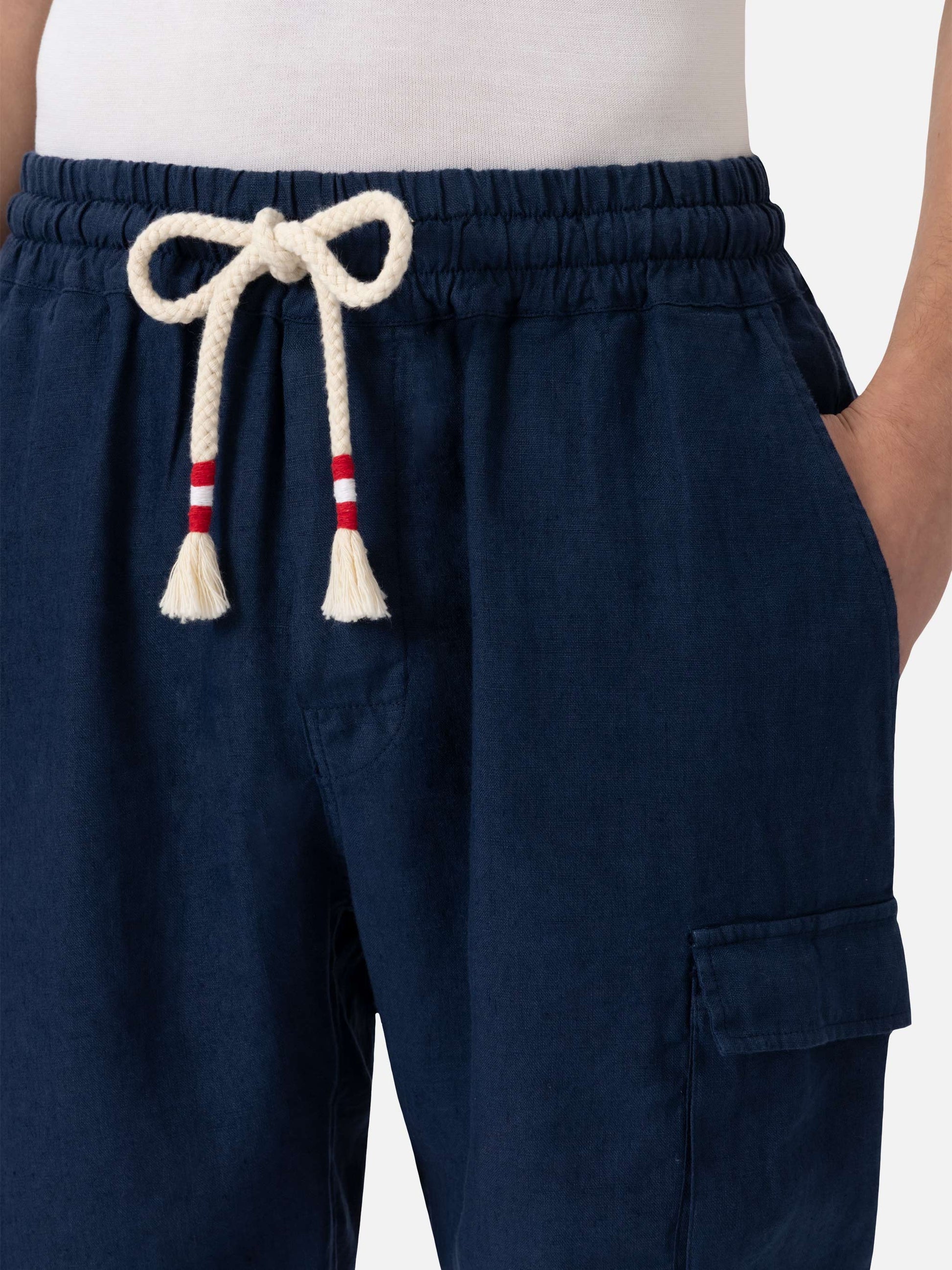 Navy blue linen bermuda Marseille - MC2 Saint Barth