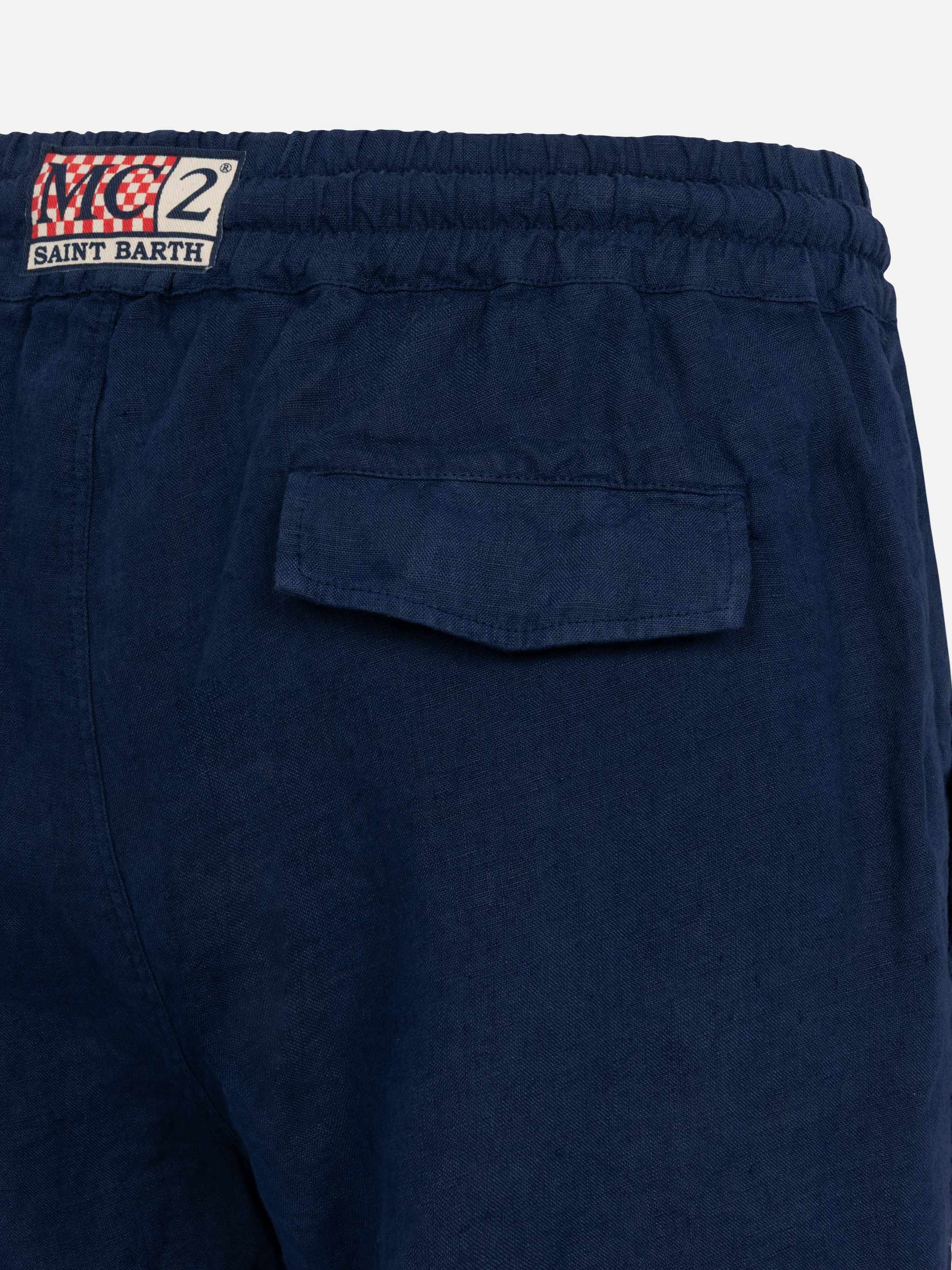 Navy blue linen bermuda Marseille - MC2 Saint Barth
