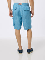 Man denim blue linen bermuda Marseille