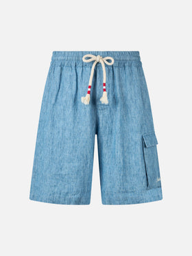 Man denim blue linen bermuda Marseille - MC2 Saint Barth