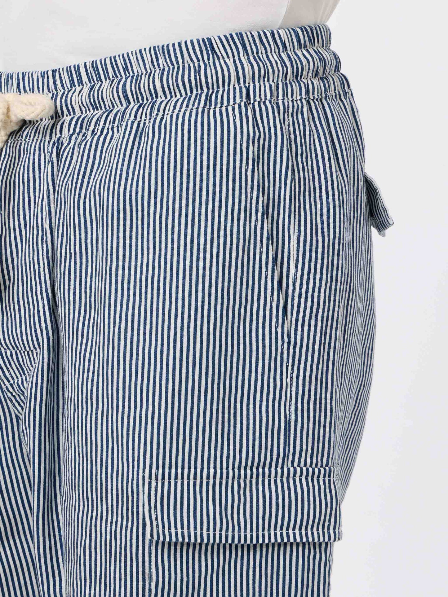 Blau gestreifte Leinen-Bermudashorts für Herren Marseille