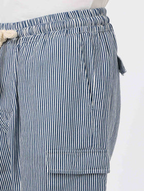 Blau gestreifte Leinen-Bermudashorts für Herren Marseille
