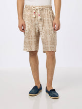 Man linen bermuda Marseille with bandanna print