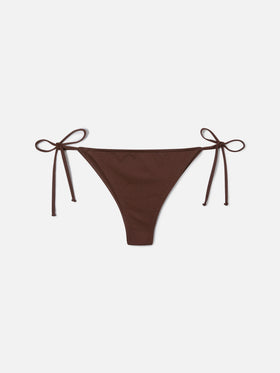 Marielle Brazilian with side ties bikini bottoms in solid dark brown