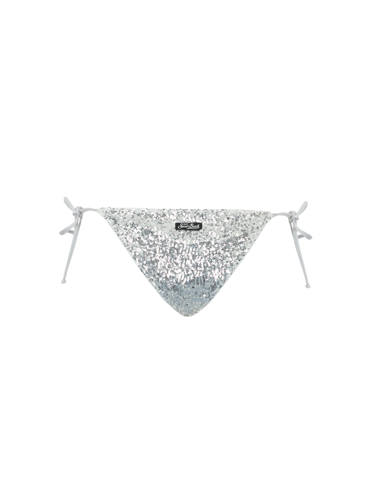 Bikini a triangolo paillettes argento da donna Leah Marielle
