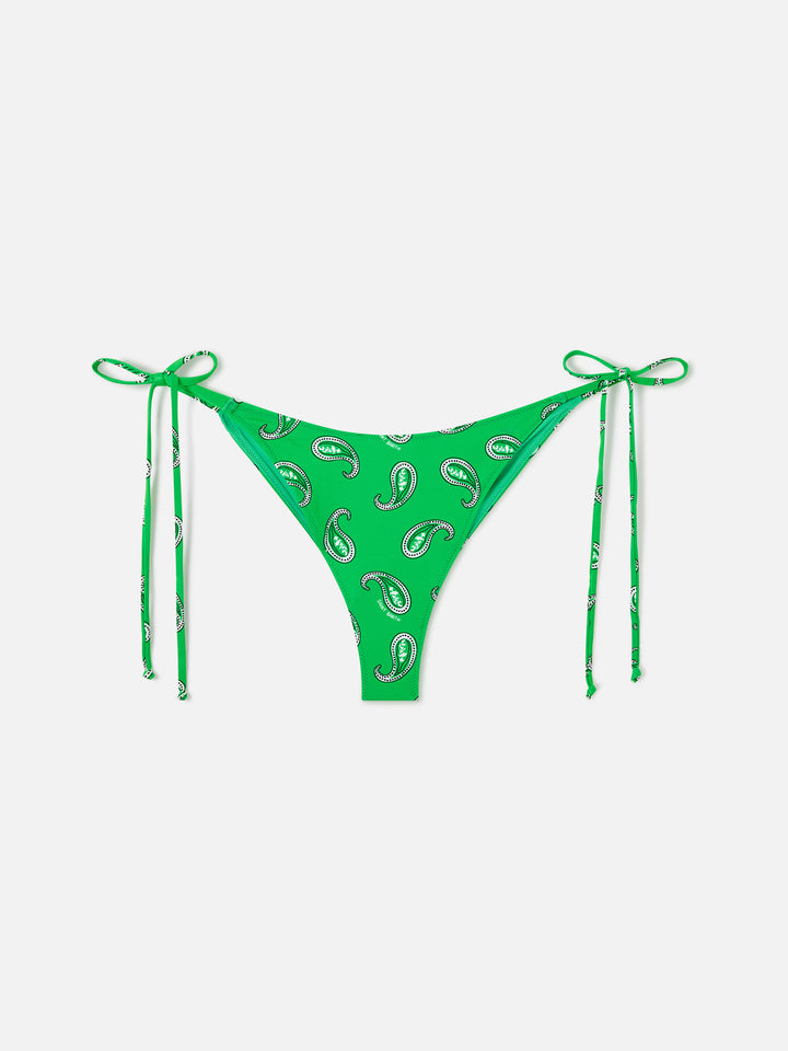 Grüne Marielle Bikinihose mit Paisley-Print 