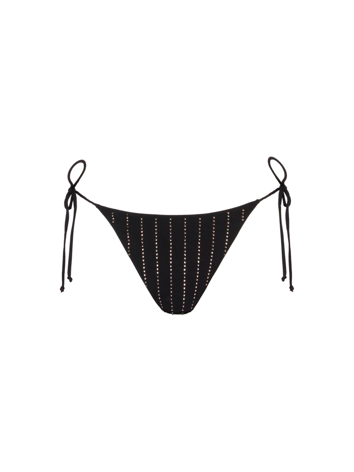 Marielle black classic swim briefs with striped rhinestone embellishment