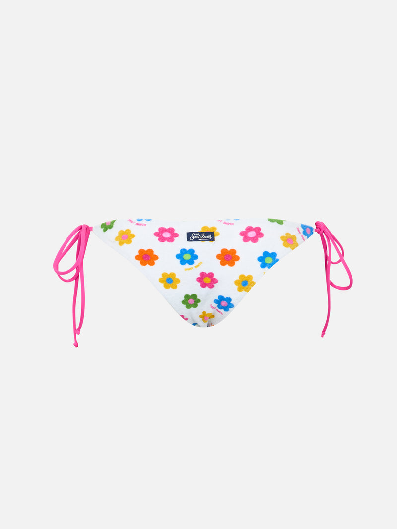 Woman terry classic swim briefs Marielle with daisy print