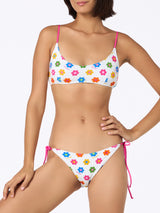 Woman terry bralette bikini Judy Marielle with daisy print