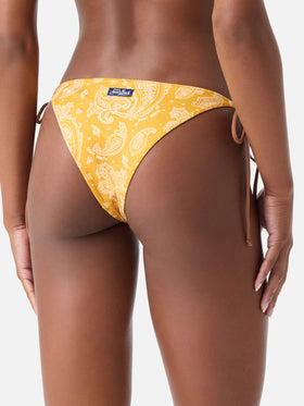Ochre Marielle swim briefs with paisley print