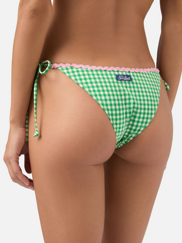 Woman swim briefs with gingham print
