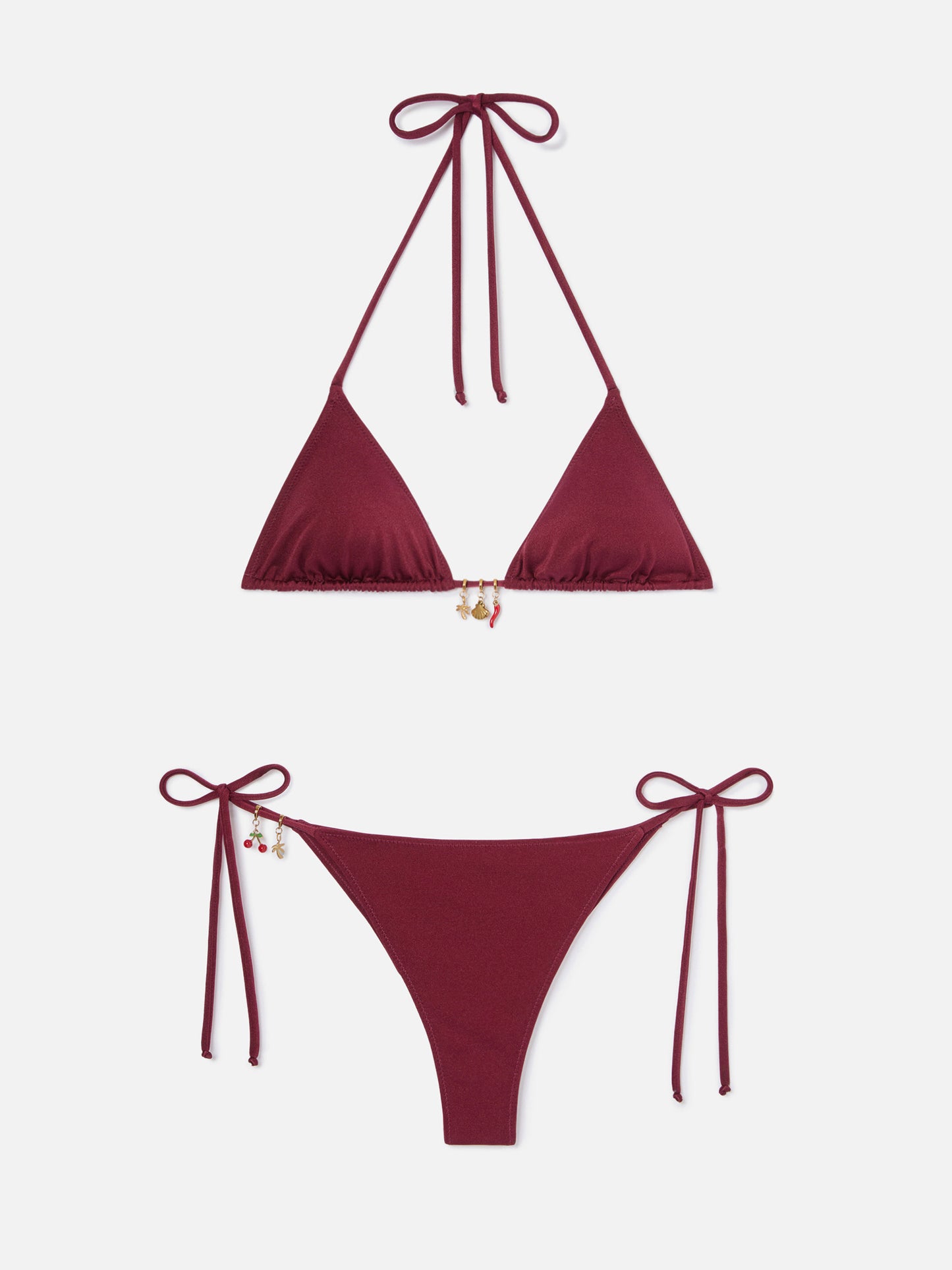 Leah Marielle red glossy finish bikini with charms