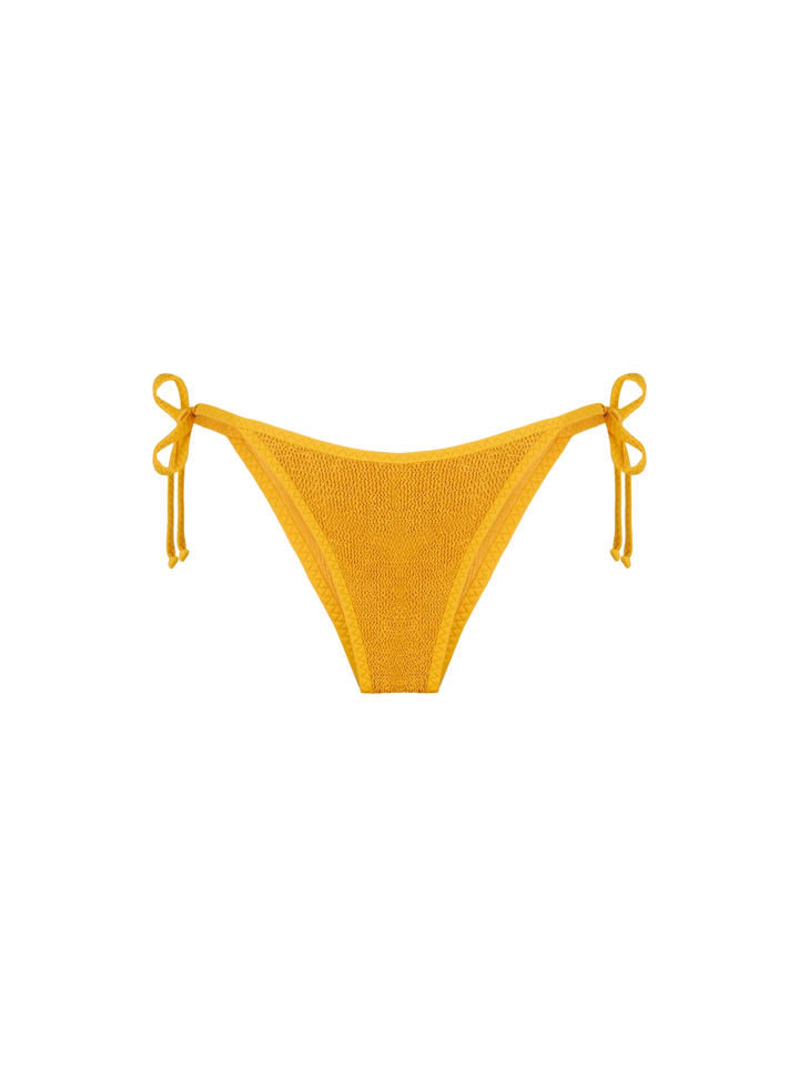 Damen-Badehose in Knitteroptik in Ocker