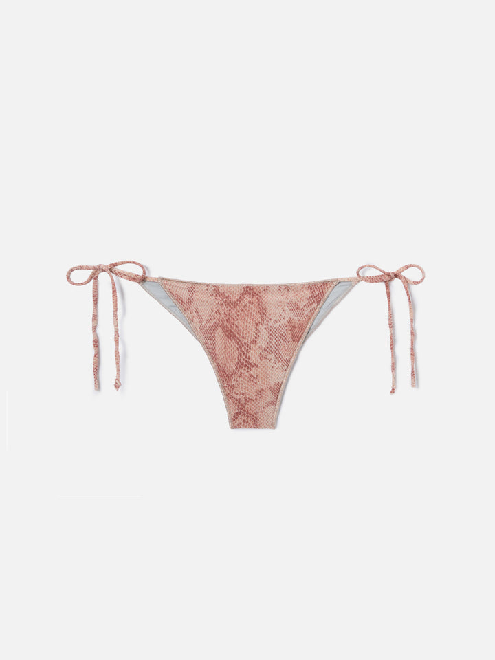 Marielle Overlock brazilian bikini bottoms in python-print lurex fabric