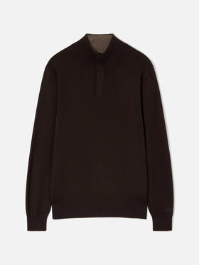 Funnel neck Marlow in brown Merino and cashmere