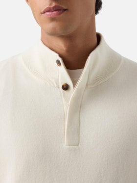 Punto Marlow en mezcla de lana y cachemira color off white con cuello alto 