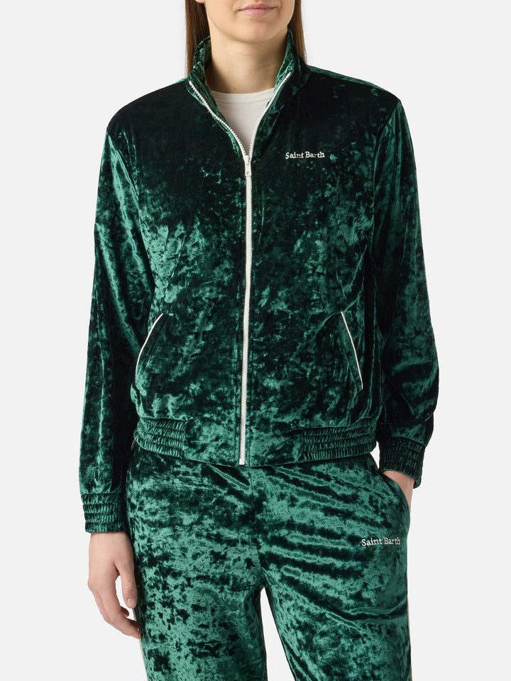 Felpa da donna Miriam verde in ciniglia