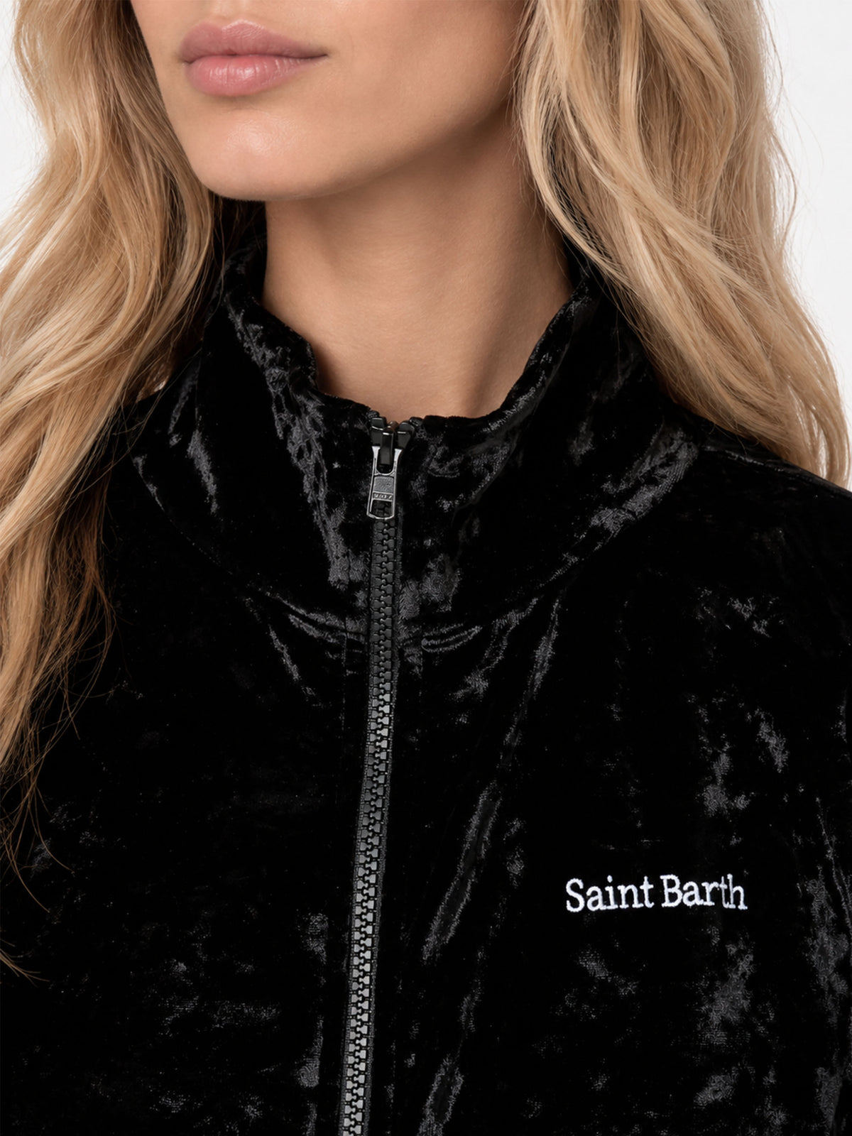 Sweat-shirt en chenille noire Miriam avec broderie 