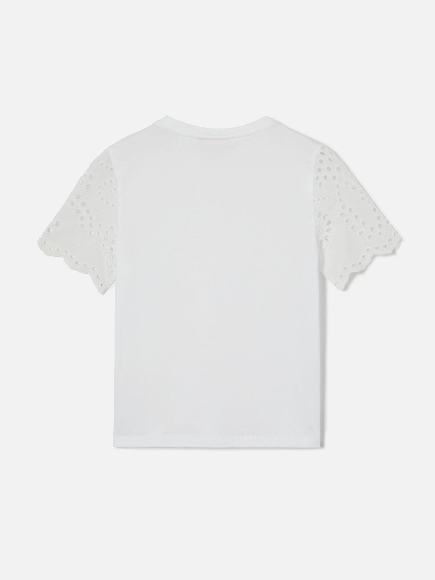 Maisa Jr T-shirt in white organic cotton with broderie sleeves