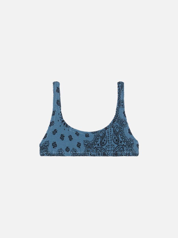 Naima crinkle classico top a bralette con stampa bandana