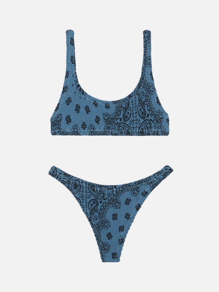Naomi cheeky swim briefs with bandanna print - Naima crinkle classic bralette top with bandanna print