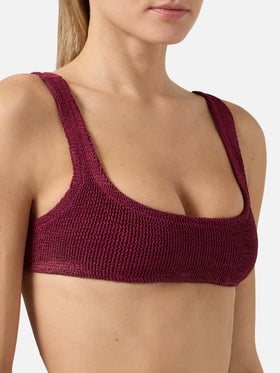 Top bikini Naima bralette in tessuto crinkle bordeaux
