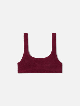 Top bikini Naima bralette in tessuto crinkle bordeaux