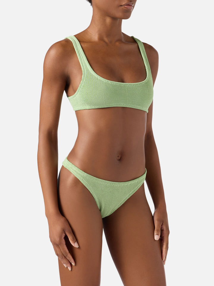 Naima Naomi light green crinkle lurex bikini