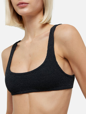 Elise classic black crinkle lurex swim briefs - Naima black lurex crinkle classic bralette top - MC2 Saint Barth