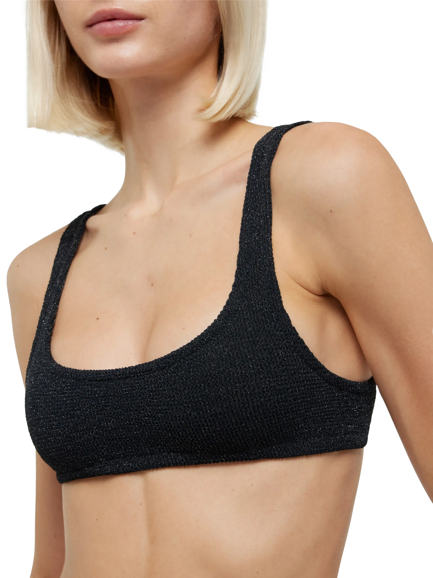 Naima – Klassisches Bralette-Top aus schwarzem Lurex in Crinkle-Optik