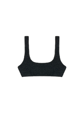 Naima – Klassisches Bralette-Top aus schwarzem Lurex in Crinkle-Optik