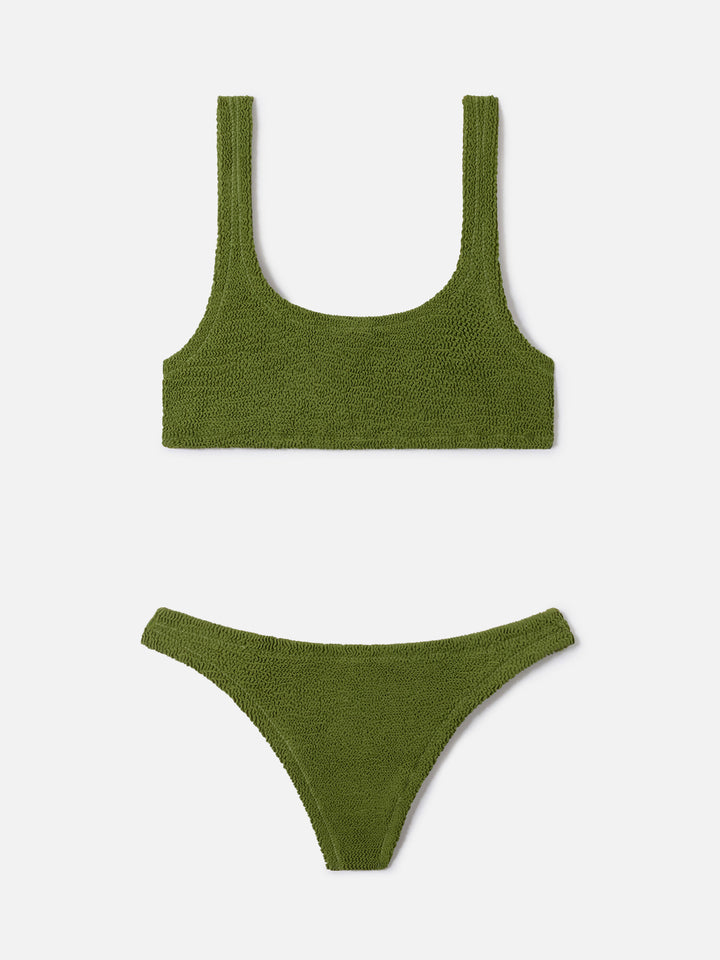 Naima Naomi military green crinkle bikini