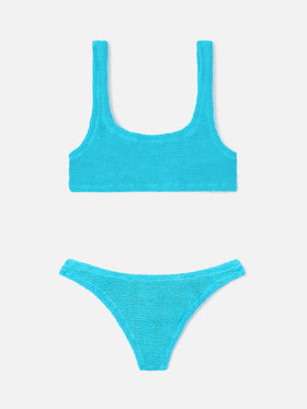Bikini Naima Naomi turchese in tessuto crinkle