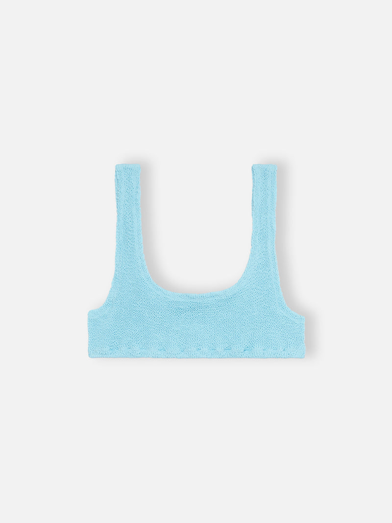 Woman light blue classic crinkle bralette Naima