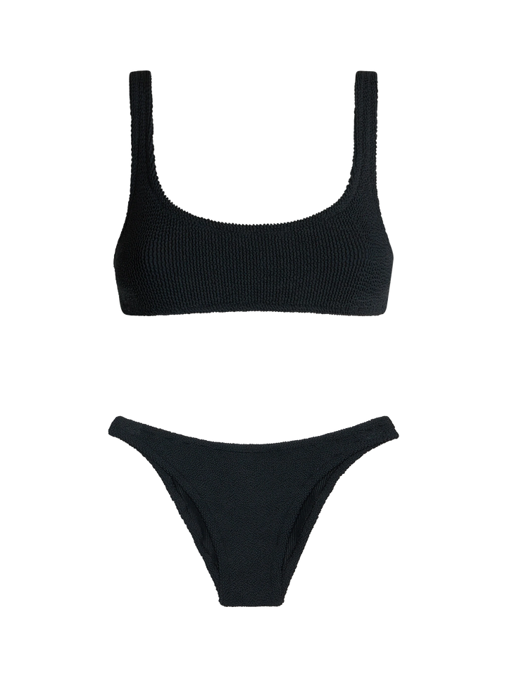 Schwarzer klassischer Crinkle-Bralette-Bikini für Damen Naima Elise